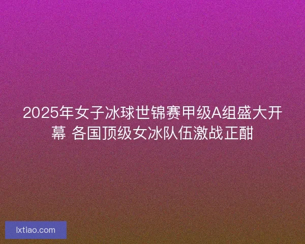 2025年女子冰球世锦赛甲级A组盛大开幕 各国顶级女冰队伍激战正酣